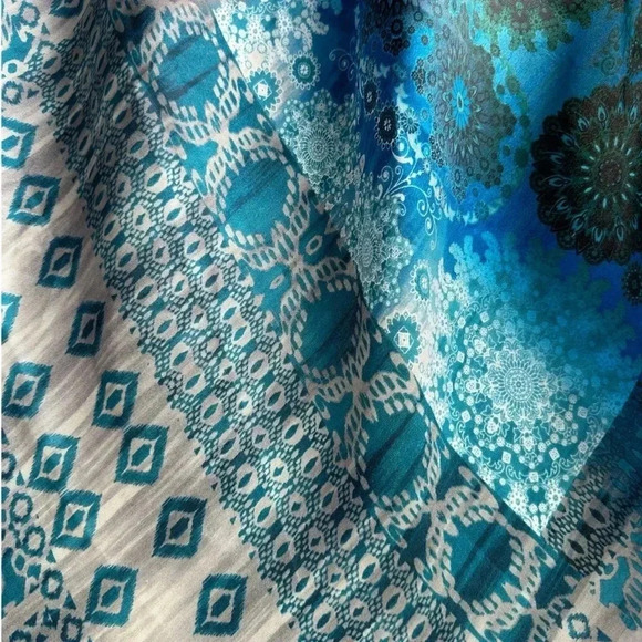 ADRIENNE VITTADINI | SILK SCARF INDIGO BLUE LARGE SQUARE - Picture 4 of 11